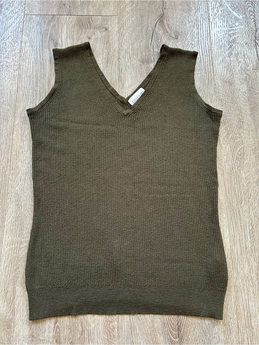 Vintage Olive Ribbed V-Neck Tank Top